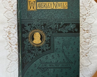 Beautiful Estate Vintage Book, Waverley Novels, Sir Walter Scott, Emerald Green, Black, Gold Gilt, Fortunes of Nigel, Count Robert of Paris