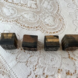 Four Vintage Wood Block Two Metal, Two Copper Quilt Block Themed Stamps, One Letterpress Copperplate image 4