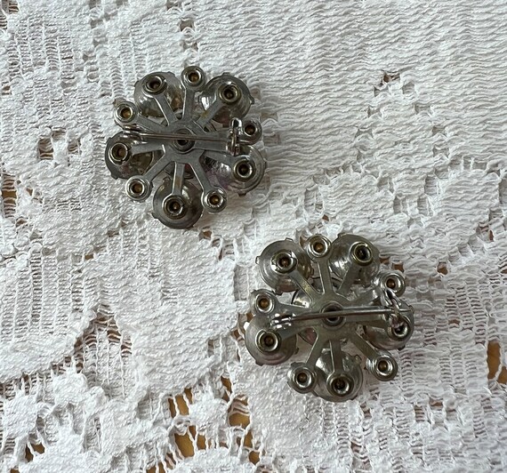 Two Super Sparkly Clear Rhinestone Flower Shaped … - image 5