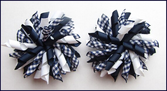 GINGHAM SCHOOL UNIFORM CHECK KORKER CORKER CURLY HAIR BOWS GYM NETBALL CHEER