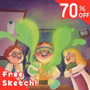 Customized Children's Story Book, Personalized Kid's Story with Cartoon Illustration, Unique Gift for Kids, Custom Story Book by Illustrator