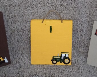 Hand Painted Construction Photo Holders: Rustic Nursery Decor, Set of 3