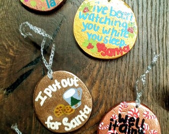Adult Humor*** hand painted wood slice Christmas ornaments