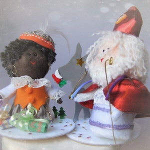 Saint Nicholas Catholic Sinterklaas Ornament Felt Sculpture Christmas Bishop felt doll for Cake topper doll softie Hand Made in France image 3