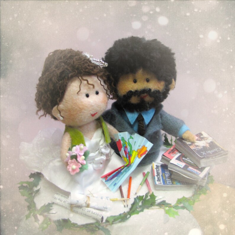 Your Custom Wedding Cake Topper Bride and Groom Handmade OOAK Felt ...