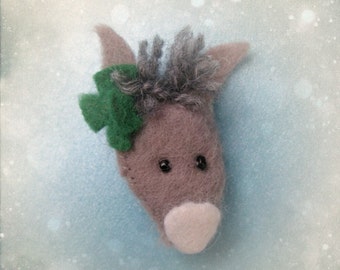 Felt Brooch Cute Grey Donkey Pin Handmade Softie Accessory - Treasury Featured