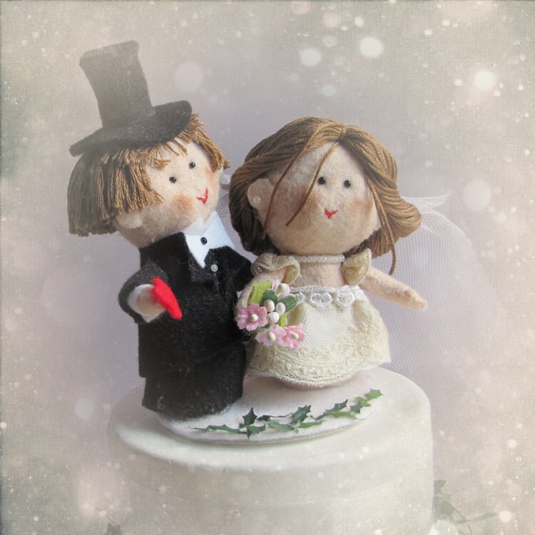 Your Custom Wedding Cake Topper Bride and Groom Handmade OOAK Felt ...