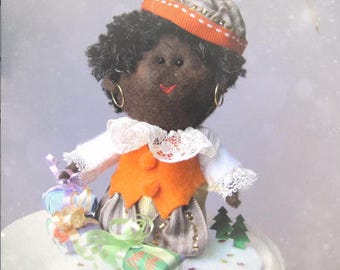 Sinterklaas partner Ornament Felt Sculpture - St Nicholas Christmas felt doll for Cake topper doll softie - Hand Made in France