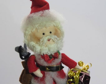 Christmas Santa Claus Cake topper - felt dolls softies for decoration hand made in France