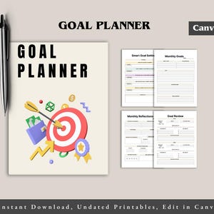 Goal Planner Journal: Daily, Monthly Organizer (Digital Download)