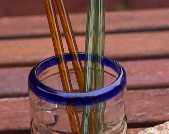 Fall Theme Glass Eco-Straw Bundle - Decorate Your Fall Table - Set of 4 Straws