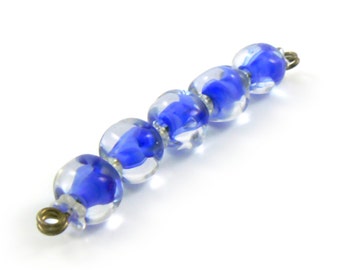 Billy Jean Blue Nugget Lampwork Beads - Set of 5 Beads - Handmade Lampwork Beads - Spacer, Sea, Pebble, Glass - MadeByFire