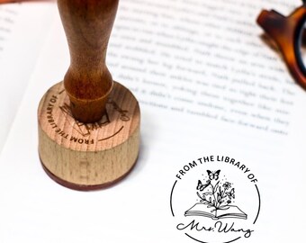 BOOK STAMP | Custom library Stamp | Embosser Stamp | From the Library of Stamp | Book Lover | Personalized Stamp | Book EMBOSSER