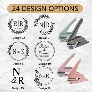 Grabadora de monogramas de boda personalizada para invitaciones y artículos de papelería / Grabadora de libros personalizada / 40 mm / Herramienta de prensado de iniciales elegantes