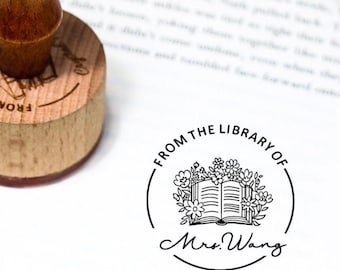 BOOK STAMP | Custom library Stamp | Embosser Stamp | From the Library of Stamp | Book Lover | Personalized Stamp