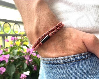 Men's surfer bracelet, women's surfer bracelet, women's double-wrap bracelet, black magnetic clasp bracelet