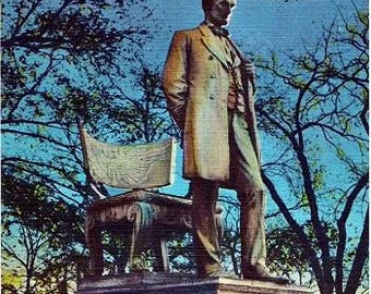 Vintage Chicago Postcard - Standing Lincoln in Lincoln Park (Unused)