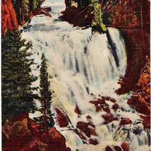 Carte postale vintage du parc national de Yellowstone - Cascades de Kepler (inutilisé)