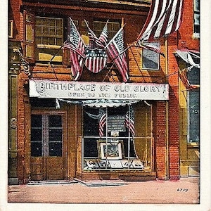Carte postale vintage de Philadelphie - La maison Betsy Ross (inutilisée)