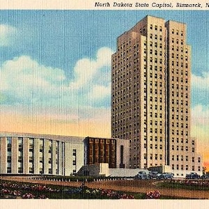 Carte postale vintage du Dakota du Nord - Capitole de l'État du Dakota du Nord, Bismarck (inutilisé)