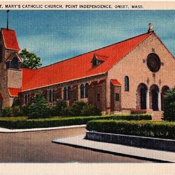 Vintage Cape Cod Postcard - Saint Mary Star of the Sea Mission Church, Onset (Unused)