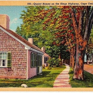 Carte postale vintage de Cape Cod - Along the Old King's Highway... Route 6A (inutilisé)