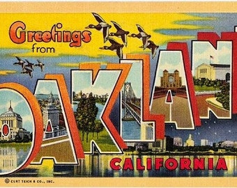 Vintage California Postcard - Greetings from Oakland, California (Unused)