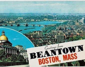 Vintage Boston Postcard - Greetings from Beantown -- Boston, Mass. (Unused)