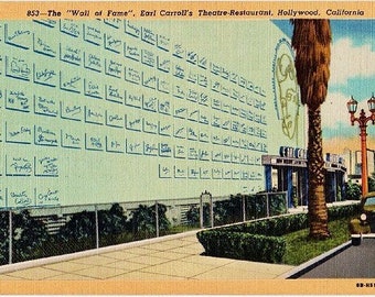 Vintage California Postcard - The Wall of Fame at the Earl Carroll Theatre, Hollywood (Unused)
