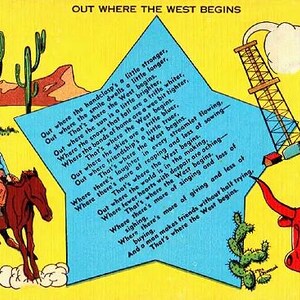 Carte postale vintage Old West - Là où l'ouest commence (inutilisé)