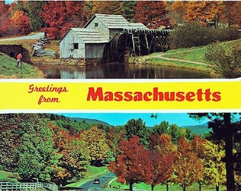 Vintage Massachusetts Postcard - Greetings from Old Massachusetts (Unused)