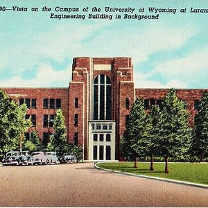 Carte postale vintage - Université du Wyoming, Laramie, Wyoming (non utilisée)