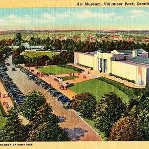 Carte postale vintage de l'État de Washington - Seattle Art Museum à Volunteer Park, Seattle (inutilisé)