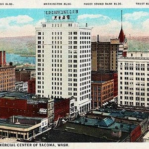 Carte postale ancienne de l'État de Washington - Le centre commercial de Tacoma (inutilisé)