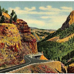 Carte postale vintage Parc national de Yellowstone - Canyon du Golden Gate (inutilisé)