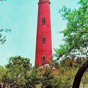 Carte postale vintage de Floride - Le phare d'Inlet Harbor, Daytona Beach (inutilisé)