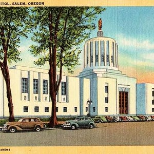 Carte postale vintage de l'Oregon - Le capitole de l'État de l'Oregon, Salem (inutilisé)