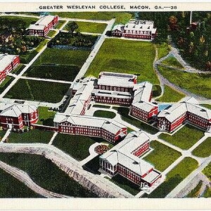Carte postale vintage - Wesleyan College, Macon, Géorgie (non utilisée)