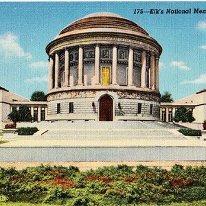 Carte postale vintage de Chicago - The Elks National Memorial à Lincoln Park (inutilisé)