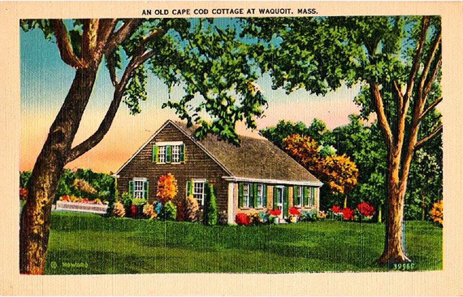 Vintage Cape Cod Postcard an Old Cape Cod Cottage at Waquoit Etsy