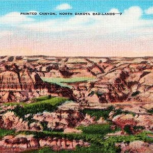 Carte postale vintage des Badlands du Dakota du Nord - Painted Canyon (inutilisé)