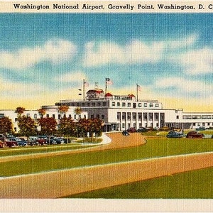 Carte postale vintage de Washington DC - Aéroport national de Washington (non utilisée)
