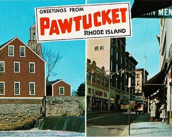 Vintage Rhode Island Postcard - Greetings from Pawtucket, Rhode Island (Unused)