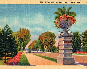 Vintage Utah Postcard - The Entrance to Liberty Park, Salt Lake City (Unused)