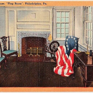 Carte postale vintage de Philadelphie - Salle du drapeau de la maison Betsy Ross (inutilisée)