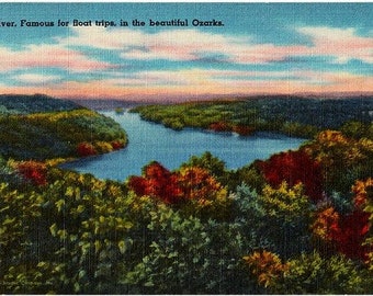 Vintage Arkansas Postcard - White River in the Ozarks (Unused)