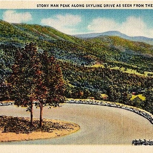 Carte postale vintage de Virginie - Stony Man Peak depuis la Lee Highway dans le parc national de Shenandoah (inutilisé)