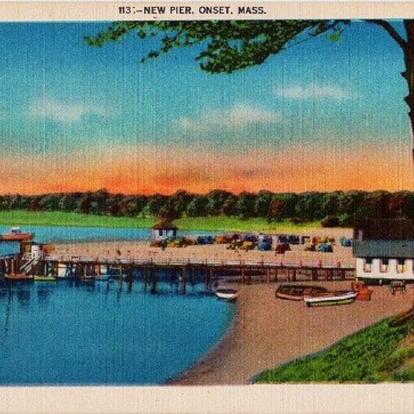 Vintage Cape Cod Postcard - The Pier in Onset Bay, Onset (Unused)