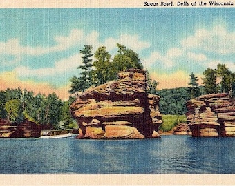 Vintage Wisconsin Postcard - The Sugar Bowl, Dells of the Wisconsin River (Unused)