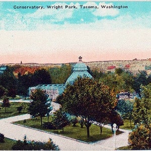 Antique Washington State Postcard - The Conservatory in Wright Park, Tacoma (Unused)